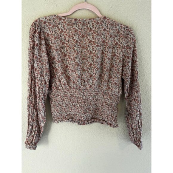 Women's American Eagle Floral Tie Front Smocked Crop Top M - Picture 5 of 5